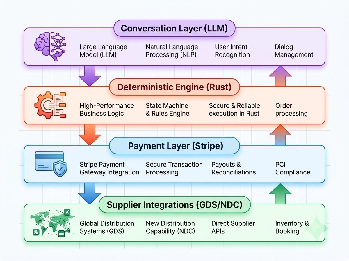 GoChatTravel deterministic engine architecture